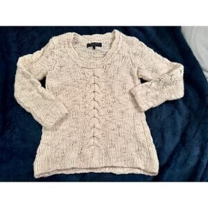 RAG & BONE IVORY SILK WOOL BLEND NUBBY KNIT CABLE FRONT SWEATER S